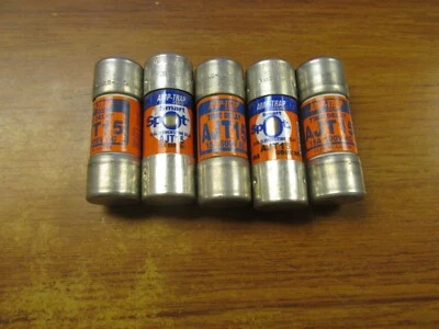 FUSIBLE AMP-TRAP FERRAZ SHAWMUT (LOTE DE 5) 15A, 600V, CAT# AJT15... VO-19E Foto 1 de 2