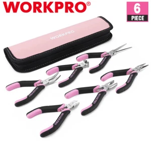 WORKPRO 6Piece Mini Plier Set Long Nose Bent Nose Needle Nose Diagonal Plier Set - Picture 1 of 11
