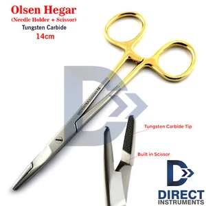 Olsen Hegar Nadelhalter TC 14cm Schere chirurgisch Mehrzweck kreuzgezackte Spitzen - Bild 1 von 4