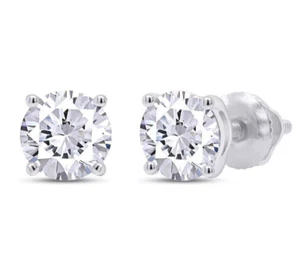 2.00 Ct G VS2 Round Cut Lab Grown Diamond Stud Earrings 14k Screw Backs - Picture 1 of 6