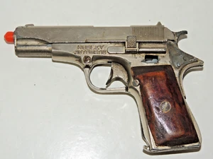 Vintage Hubley "Automatic" Toy Cap Gun Diecast w/ Rare Wood Grips, 6 1/2" Long - Picture 1 of 12