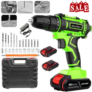 Cordless Brushless Impact Driver Hammer Drill Combo Kit with 2 Battery & Charger - Picture 1 of 15