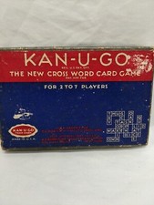 Vintage 1937 Kan-U-Go The New Cross Word Card Game Complete Red Backs