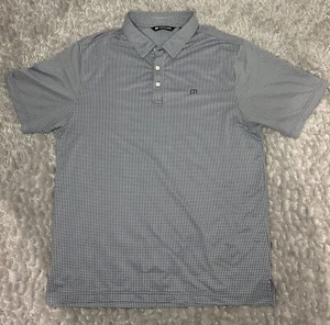 Travis Mathew Polo Shirt Mens XL Blue White Checkers Stretch Comfort Classic - Picture 1 of 9