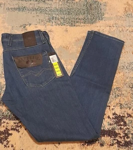  Pantalones de mezclilla REPLAY Anbass ajustados elásticos - índigo oscuro - W30 L32 nuevos con etiquetas - Imagen 1 de 7