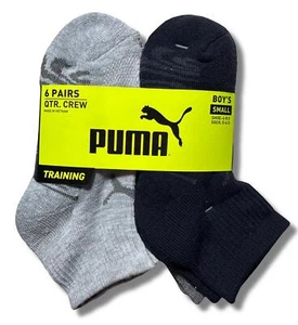 PUMA SOCKS BOYS X6 - QUARTER 243 DECO - SMALL SZ SHOE 4-8.5 - 6 PACK - Picture 1 of 2