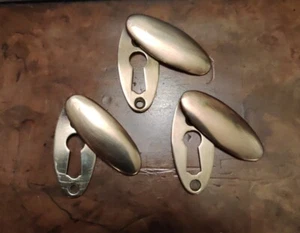 Antique Edwardian Cast Bronze Oval Hinged Escutcheons. 2 Left - Picture 1 of 7
