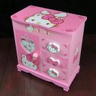 Urocza kokarda Hello Kitty Deck biżuteria Różowe pudełko Organizer Drewno Przechowywanie Dziewczyna Prezent