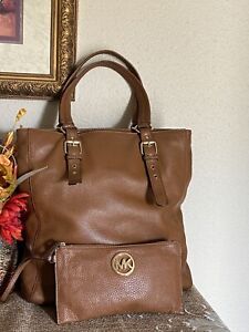 Michael Kors large leather tote bag Set travel laptop shoulder Brown
