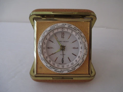 Vintage Phinney Walker Semca Germany Travel Alarm Clock World Time Illuminated Cover