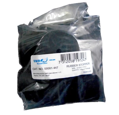 VWR One-Hole Rubber Stoppers Black Sz 10 42mm Bottom 50mm Top 59581-447 9/Pk - Image 1 of 4