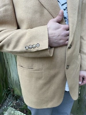 Chaqueta Blazer Vintage Norm Thompson 100% Cabello Camel Hombres Academia Bronceado Foto 1 de 4