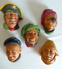 VINTAGE BOSSONS ENGLAND CHALKWARE 6” HEADS (LOT OF 5) PRE-OWNED