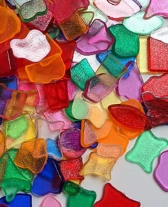 Mosaic Tile Lot for Crafts Mix color shape Acrylic Flatback Cabochon 800 pcs - Picture 1 of 9