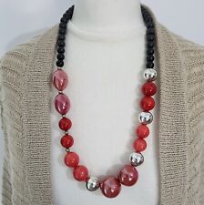 Statement Necklace Long Chunky Glass & Plastic Beads Costume Jewellery 
