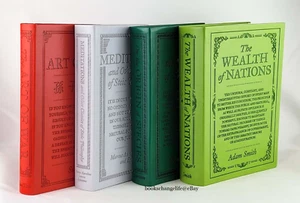 THE WEALTH OF NATIONS, ART OF WAR, MEDITATIONS, ORIGIN OF SPECIES 4 Leather Set - Picture 1 of 15