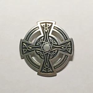 St Justin Zinn Keltenkreuz Brosche Vintage schottischer Kilt Umhang Schal Pin - Bild 1 von 2