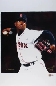 Josh Barton-PEDRO MARTINEZ Red Sox 12x18 Limited Edition Lithographie #32/500 - Bild 1 von 2