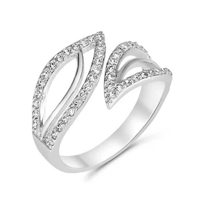Ring Adjustable Swarovski Crystal Silver Women's Ladies Engagement Jewellery UK - Picture 1 of 3