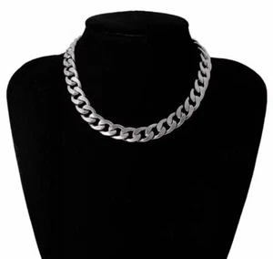 Silver Cuban Choker - Stainless Steel - Picture 1 of 3
