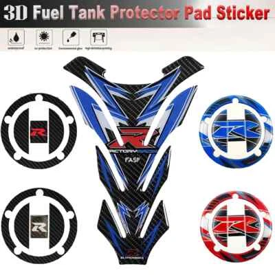 Almohadilla de calcomanía de cubierta de tapa de aceite de tanque de combustible de fibra de carbono real 04-23 GSXR-600/750/1000 Foto 1 de 4