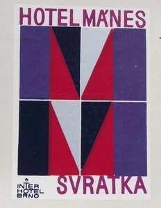 Antique Czechoslovakia Hotel Manes Svratka Bohemia Retro Travel Decal Sticker - Picture 1 of 1