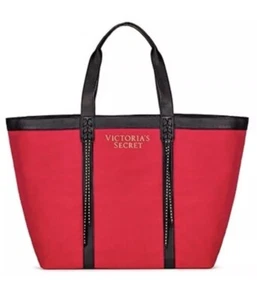 NWT Victoria Secret Red Studded Fringe Leather Strap Limited Edition Tote - Picture 1 of 9