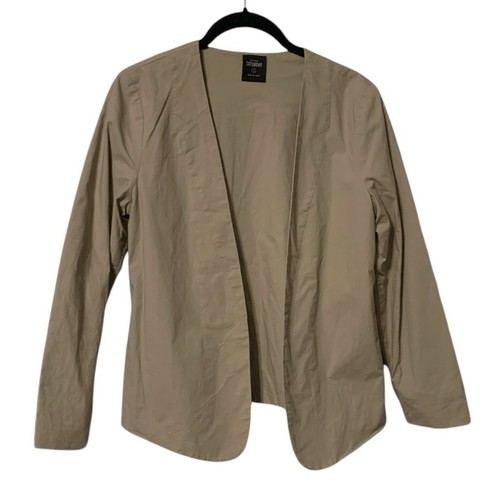 KATE SPADE Saturday Beige Cotton Open Front Blazer Seamed Lapel Jacket Size S