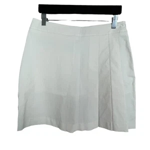 Aquascutum White Pleated Skirt Women’s Size 8 Mesh Lined Side Zip Classic Prep - Picture 1 of 7