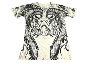 VTG Xtreme Couture Shirt Adult Medium Ivory Skull Goth AFFLICTION STYLE Y2K Mens - Picture 1 of 10