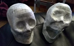 2 x mummy SKULLS blank ready For Halloween Crafts Etc 12.5x9x10cm see pics - Picture 1 of 6