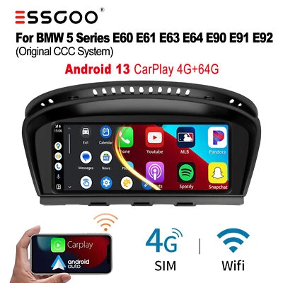 8.8'' 4+64G For BMW E60 E61 E90 E91 CCC Android13 APPLE CarPlay Car Stereo Radio - Image 1 of 4