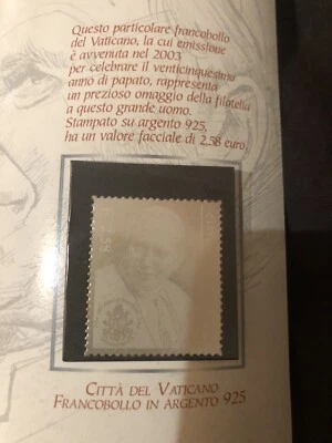 FOLDER FRANCOBOLLO ARGENTO 925 PAPA GIOVANNI PAOLO KAROL WOJTYLA POPE STAMP - Immagine 1 di 3