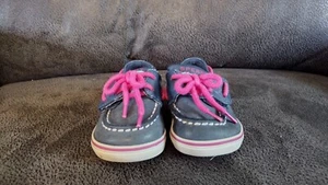 Sperry Kleinkind Schuhe Mädchen Größe 2M Top-Sider unerschrocken blau rosa Leinwände Freizeit - Bild 1 von 7