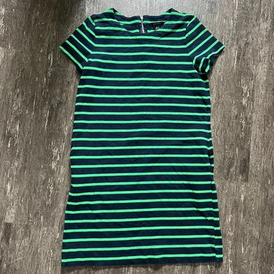 Banana Republic Womens XS Striped Shift Dress Green Blue Short Sleeve - Image 1 of 4