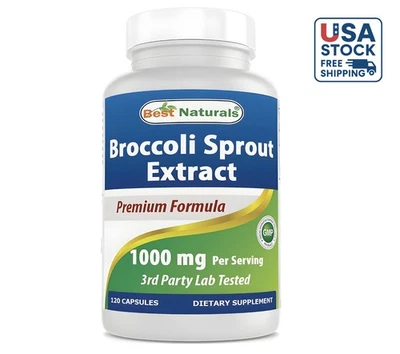 Extracto de brote de brócoli de amplio espectro 1000 mg, 120 cápsulas sin OGM para la salud. Foto 1 de 4