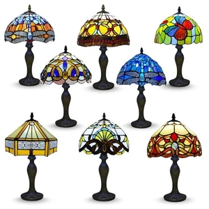 Tiffany Stil Tischlampe Handarbeit Kunst Buntglas Nachttischlampen Schreibtischleuchte - Bild 1 von 128