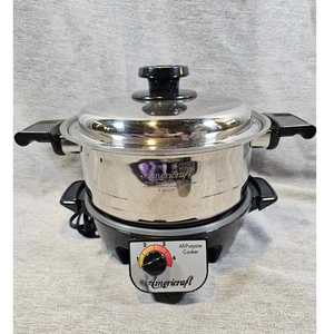 Vintage Americraft 4 Quart Edelstahl Topf mit Deckel & Allzweck-Elektroherd - Bild 1 von 8