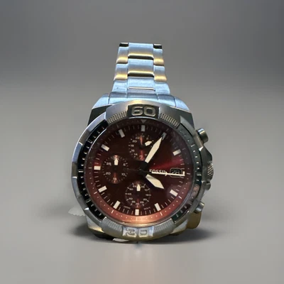 Кварцевые мужские часы Fossil Inner Truth красный циферблат FS6017 нержавеющая сталь НОВЫЕ - Изображение 1 из 4