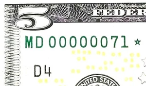 LOW Double Digit # 00000071* STAR Fancy serial number $5 2013 FRN - Picture 1 of 3