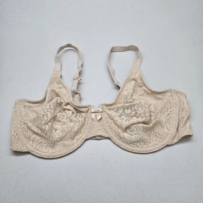 Wacoal Women Bra 38D Beige Floral Balconette Underwired Lace Bow - Image 1 of 4