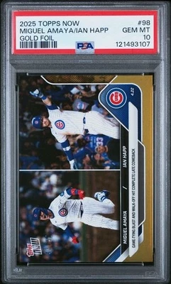 2025 Topps Now Walk-Off Comeback Gold No98 Miguel Amaya / Ian Happ /50 PSA 10 - Изображение 1 из 2