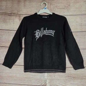Billabong Black Knit Jumper ~ Size 10 Boys ~ Embroidered Sweater - Picture 1 of 12