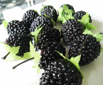 12 Brombeeren Fake Obst Attrappen Dekoration Kunstobst Draht Dekoobst Beeren - Bild 1 von 4