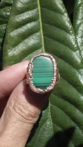 Malachite ring   Electroformed copper - Picture 1 of 9