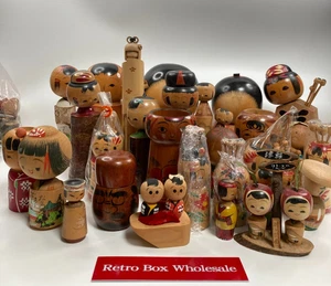 Lot of 28 Vintage Japanese Small Figure Kokeshi Doll Souvenir Japan 24098 - Picture 1 of 12