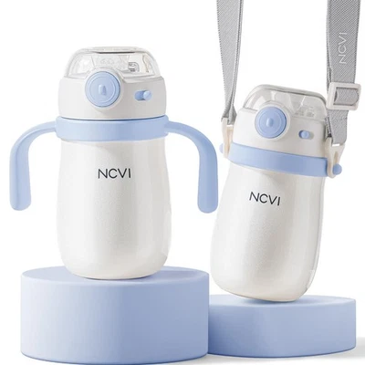 Чашка из нержавеющей стали для соломы для 1-3 лет, тренировочный стакан с пролитием соломы... - Изображение 1 из 4