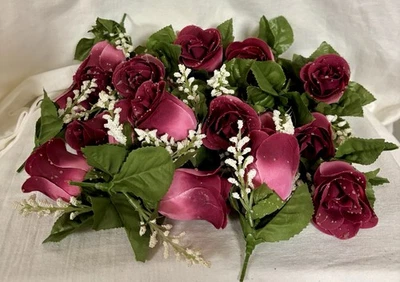 Damask Rose Silk Flower Boutonniere, Set of 20, Shades of Pink - Image 1 of 4