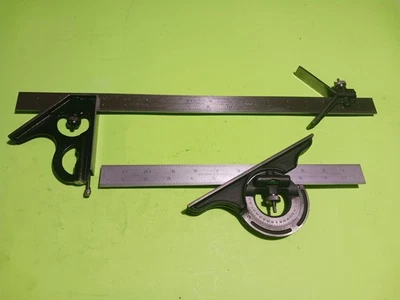 BROWN & SHARPE COMBINATION SQUARE 5pcs HEAD,PROTRACTOR,CENTER HEAD&18", 12"RULES - Image 1 of 4