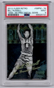 BILL RUSSELL PSA 9 MINT 2012 FLEER RETRO EDELMETALL GEMS KARTE 44/50 #98PM-34 - Bild 1 von 4